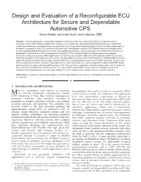 Design and Evaluation of a Reconfigurable ECU Architecture