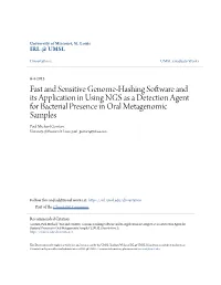 Fast and Sensitive Genome-Hashing Software and Its Application in Using NGS As a Detection Agent for Bacterial Presence in Oral