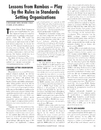 Lessons from Rambus – Play by the Rules in Standards Setting