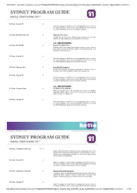 Sydney Program Guide Sydney Program Guide