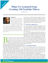 What I've Learned from Creating 100 Youtube Videos