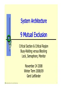 9 Mutual Exclusion