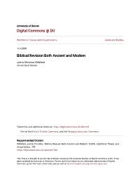 Biblical Revision Both Ancient and Modern