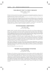 FROM a MEASURE THEORY to a THEORY of MEASURES Martinez