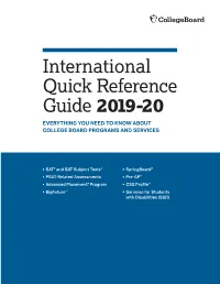 International Quick Reference Guide 2019-20