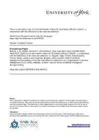 Local Termination Criteria for Stochastic Diffusion Search : a Comparison with the Behaviour of Ant Nest-Site Selection