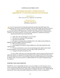 Operational and Safety Considerations for Light Rail DC Traction Electrification System Design