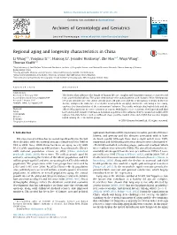 Regional Aging and Longevity Characteristics in China