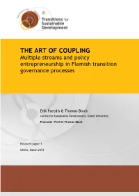 THE ART of COUPLING Multiple Streams and Policy Entrepreneurship in Flemish Transition Governance Processes