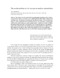 The Secular Problem of Evil: an Essay in Analytic Existentialism