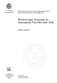 Window Layer Structures for Chalcopyrite Thin-Film Solar Cells
