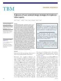 A Glossary of User-Centered Design Strategies for Implemen- Tation Experts
