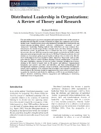 Distributed Leadership in Organizations a Review of Theory