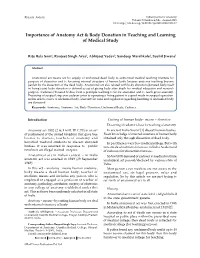 Importance of Anatomy Act & Body Donation in Teaching and Learning