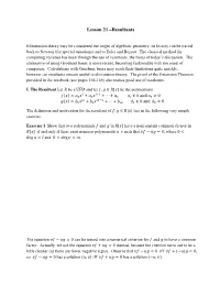 Lesson 21 –Resultants