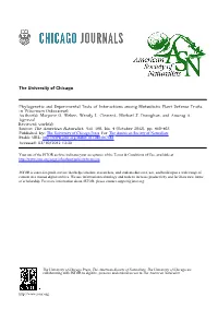 Phylogenetic and Experimental Tests of Interactions Among Mutualistic Plant Defense Traits in Viburnum (Adoxaceae)