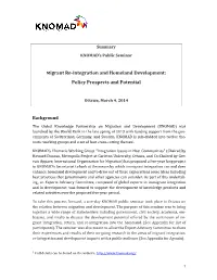 Seminar Report on "Migrant Re-Integration and Homeland