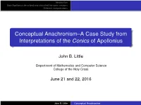Conceptual Anachronism--A Case Study from Interpretations of the Conics of Apollonius