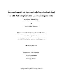 Construction and Post-Construction Deformation Analysis of an MSE Wall Using Terrestrial Laser Scanning and Finite Element Model
