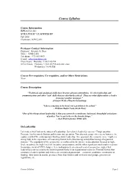 Course Syllabus