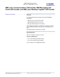 IBM Lotus Communications CEO Bundle, IBM Messaging and Portal CEO Bundle, and IBM Lotus Working Together CEO Bundle