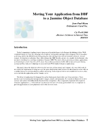 Moving Your Application from DBF to a Jasmine Object Database