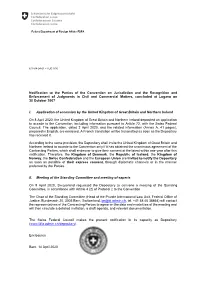 Notification to the Parties of the Convention on Jurisdiction and the Recognition and Enforcement of Judgments in Civil and Comm