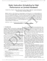 Static Instruction Scheduling for High Performance on Limited Hardware