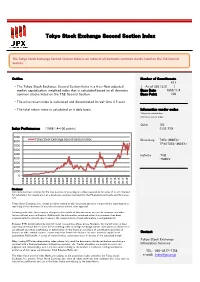 Tokyo Stock Exchange Second Section Index