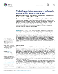Variable Prediction Accuracy of Polygenic Scores Within an Ancestry