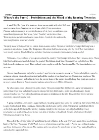 Where's the Party? - Prohibition and the Mood of the Roaring Twenties