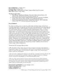 Working Group Descriptive Title: Global Impacts of Climate Change on Kelp Forest Ecosystems Short Title: Kelp & Climate Change
