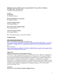 1 Highlights from the Multilateral Development Banks' Water And