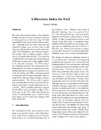 A Directory Index for Ext2