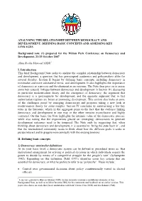 Analysing the Relationship Between Democracy and Development: Defining Basic Concepts and Assessing Key Linkages