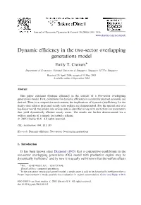 Dynamic Efficiency in the Two-Sector Overlapping Generations Model