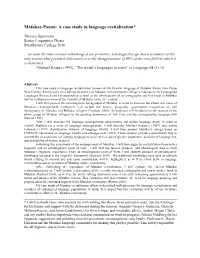 Matukar-Panau: a Case Study in Language Revitalization*