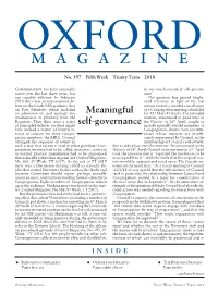 Oxford Magazine, Unacceptable to It”, with the Result That the Original Mo- No 384, 2Nd Week, TT 2017)