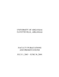 Publications and Presentations 2003-2004