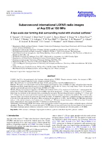 Subarcsecond International LOFAR Radio Images of Arp 220 at 150 Mhz a Kpc-Scale Star Forming Disk Surrounding Nuclei with Shocked Outﬂows?