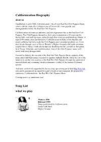Californication Biography Song List What We Play
