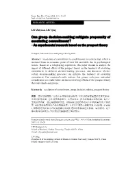 Can Group Decision-Making Mitigate Propensity of Escalating Commitment?