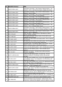 Nr. Standard Reference Title 1 ISO/IEC 9594-1:2017 Information Technology