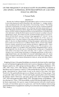 On the Frequency of Eusociality in Snapping Shrimps (Decapoda: Alpheidae), with Description of a Second Eusocial Species