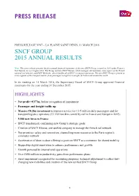 SNCF Group PR FY2015 Annual Results 03.11.2016