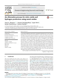 An Alternative Process for Nitric Oxide and Hydrogen Production Using