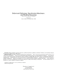 Behavioral Subtyping, Specification