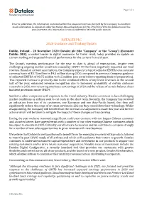 DATALEX PLC 2020 Guidance and Trading Update