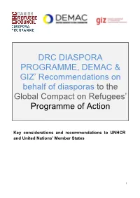 DRC Diaspora Programme, DEMAC and GIZ, As Well As Consultations with Diaspora Communities in Europe for Possible Modalities of Diaspora Engagement