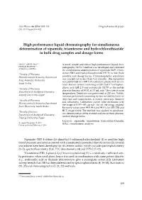 High Performance Liquid Chromatography for Simultaneous Determination of Xipamide, Triamterene and Hydrochlorothiazide in Bulk Drug Samples and Dosage Forms